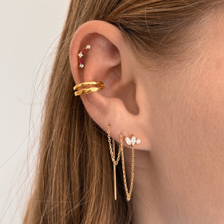 Boucle à l'unité dorée double lotus strass