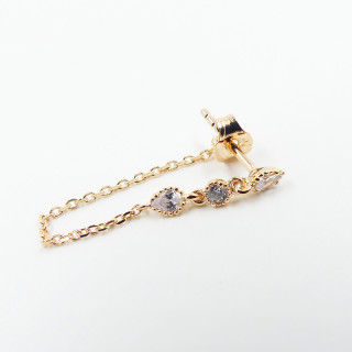 Boucle à l'unité Dorée pendante strass et chaînette