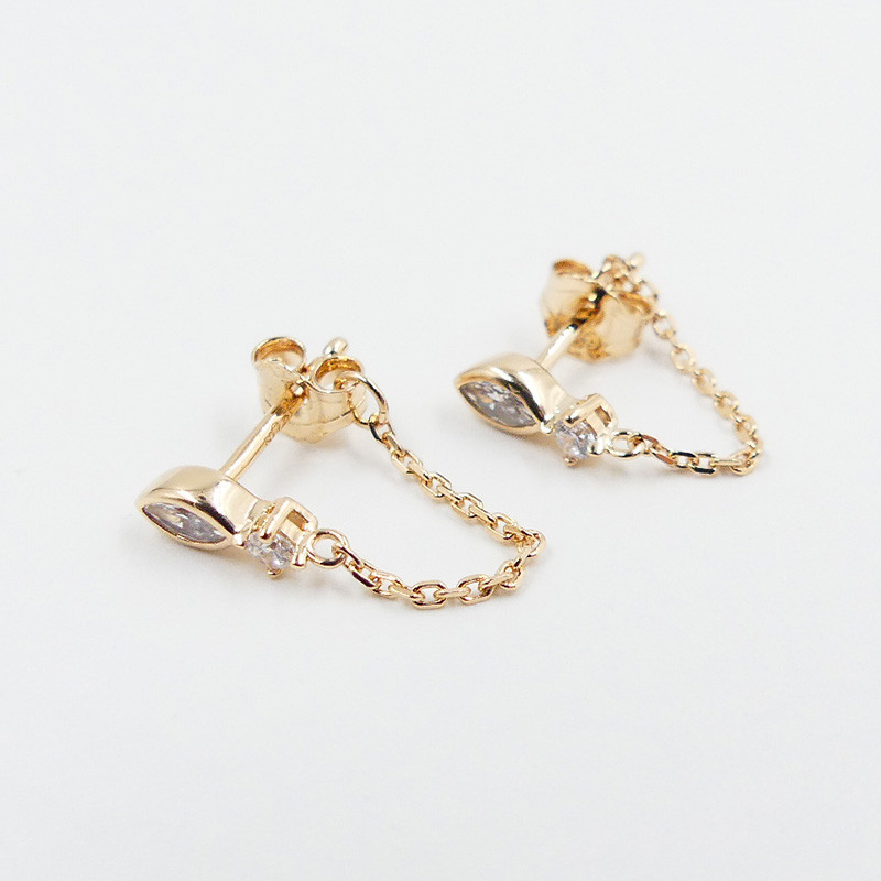 Boucles d'oreilles Doré strass et chaînette