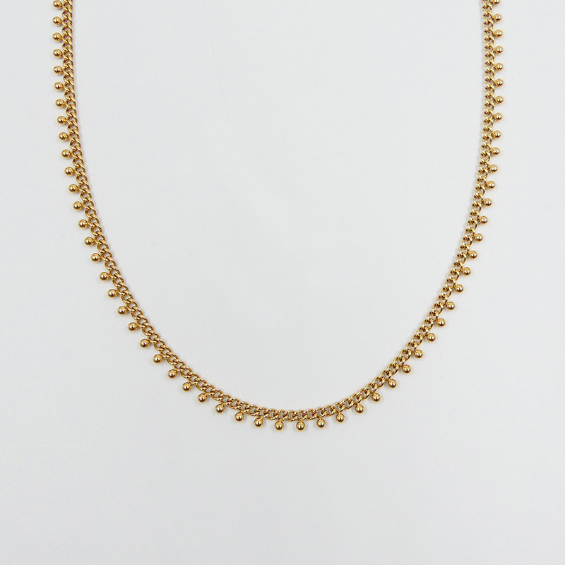 Collier acier doré chaine petites boules
