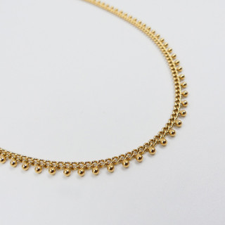 Collier acier doré chaine petites boules