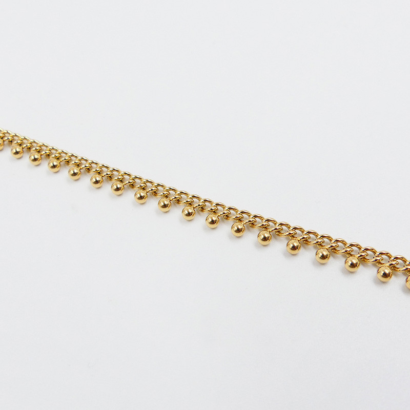 Collier acier doré chaine petites boules