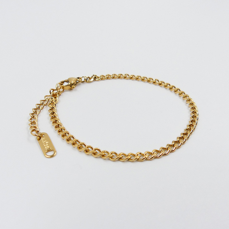 Bracelet chaine petites mailles en acier doré