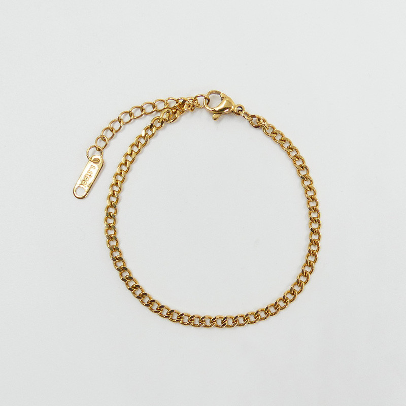Bracelet chaine petites mailles en acier doré