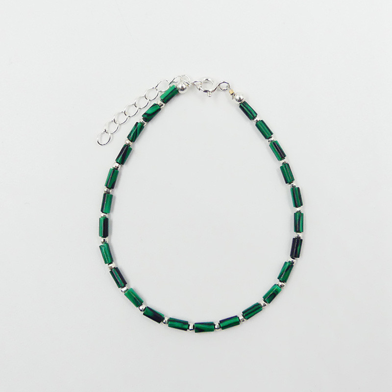 Bracelet Argent tubes Malachite