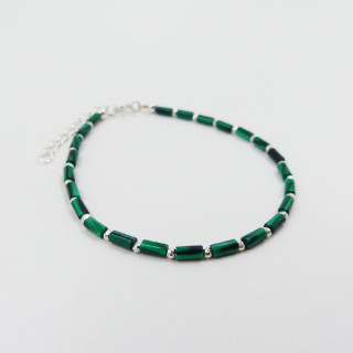 Bracelet Argent tubes Malachite