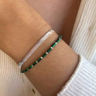 Bracelet Argent tubes Malachite
