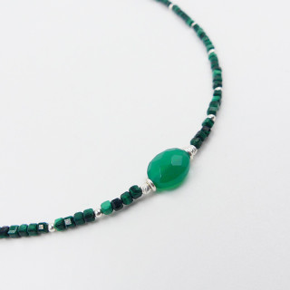 Collier Argent Malachite