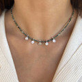 Collier Argent pierres Emeraude pampilles
