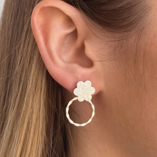 Boucles d’oreilles Argent fleur et cercle