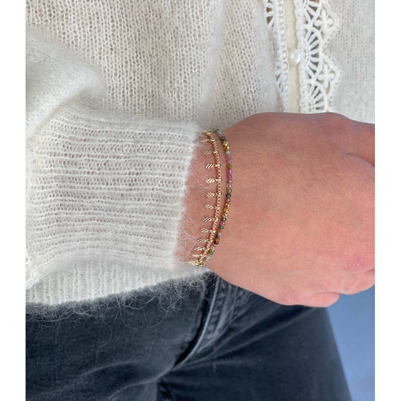 Bracelet fin Doré pierres fines