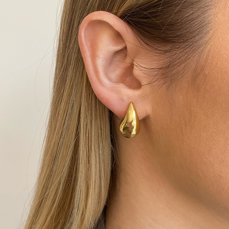 Boucles d’oreilles acier doré 18 mm forme goutte