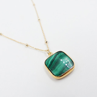 Collier Plaqué or pendentif Malachite
