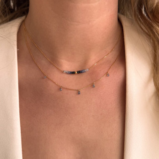 Collier or 18 carats gouttes saphir bleu