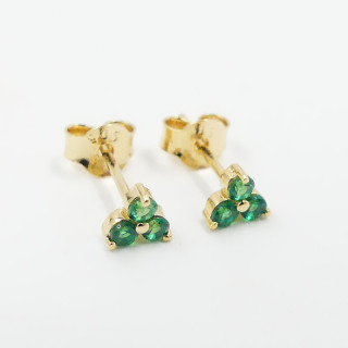 Clous d'oreilles doré triple strass vert