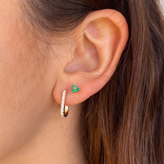 Clous d'oreilles doré triple strass vert