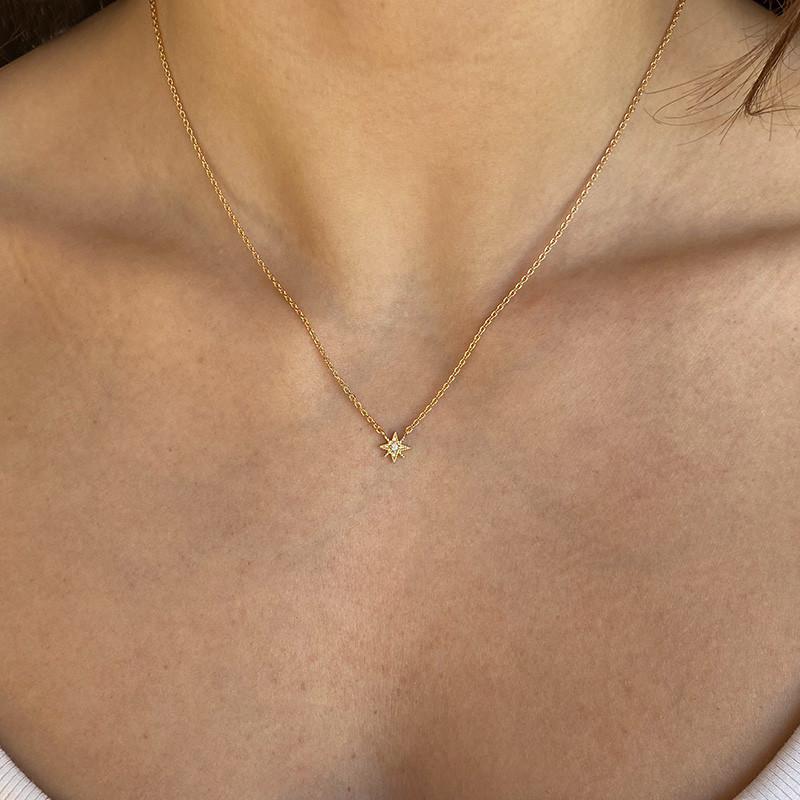 Collier Plaqué Or Etoile strass