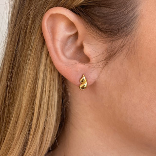 Clous d'oreilles plaqué or double gouttes