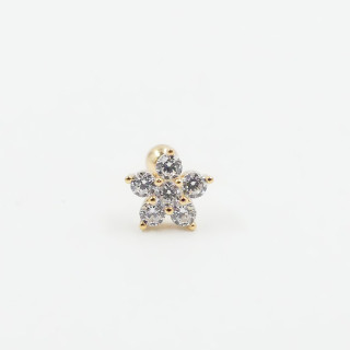 Piercing doré fleur strass