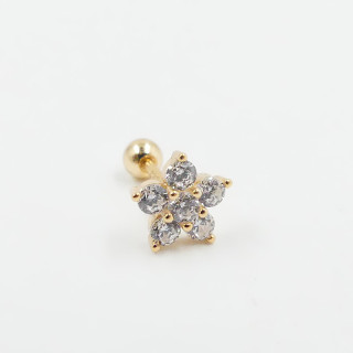 Piercing doré fleur strass