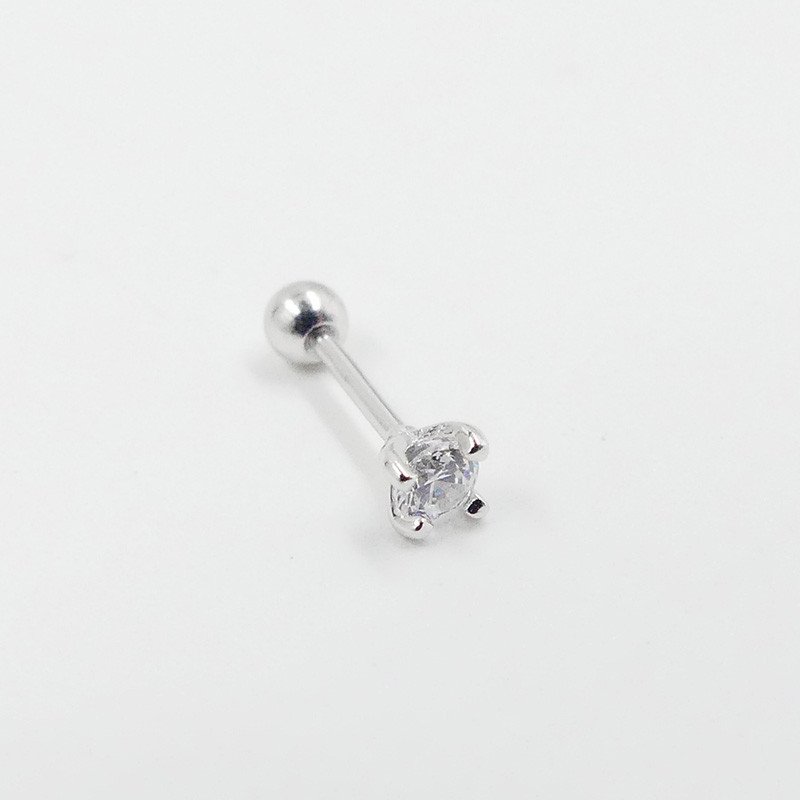 Piercing argent solitaire strass