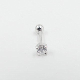 Piercing argent solitaire strass