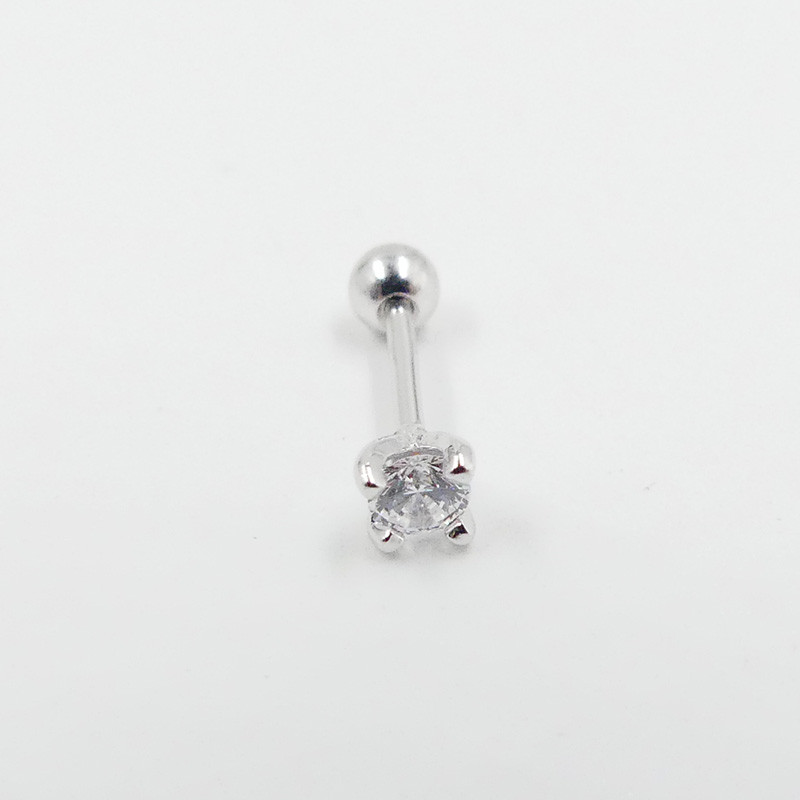 Piercing argent solitaire strass