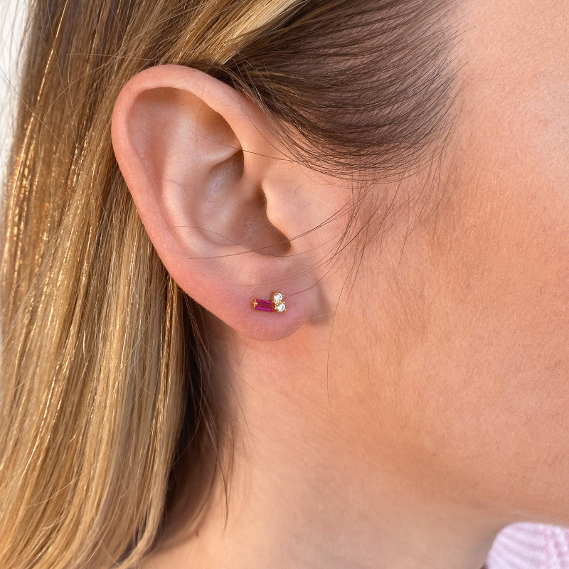 Clous d'oreilles doré rose et strass