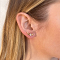 Clous d'oreilles Dorés strass vert et blanc