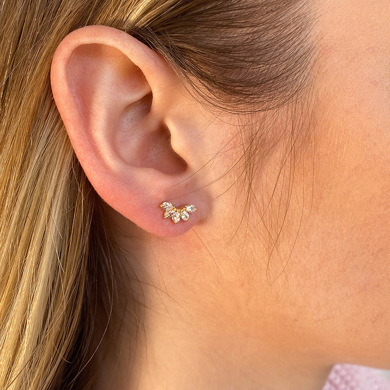 Clous d'oreilles Dorés arc strass