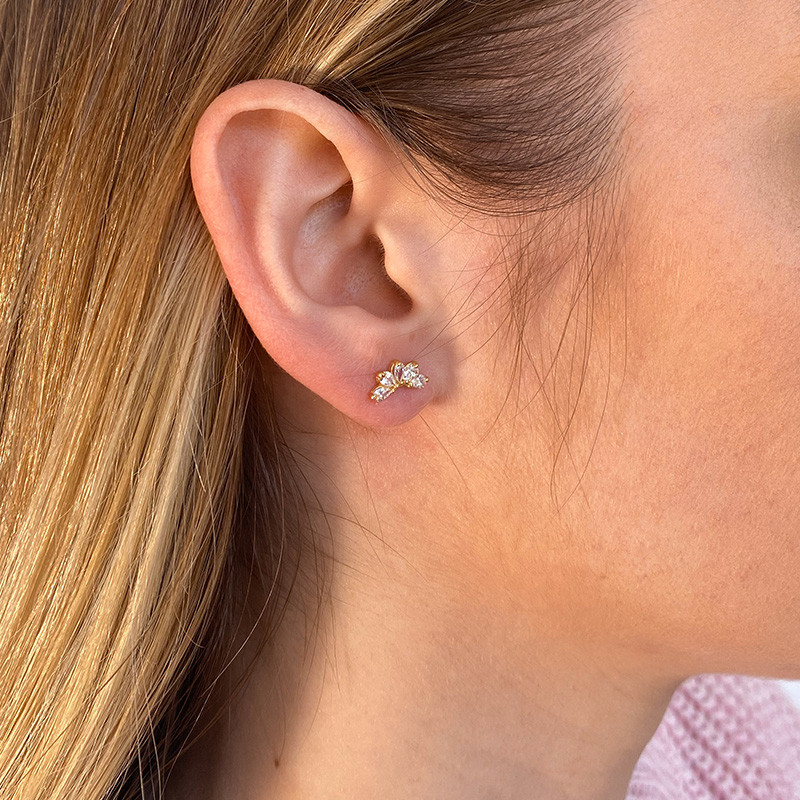 Clous d'oreilles Dorés arc strass