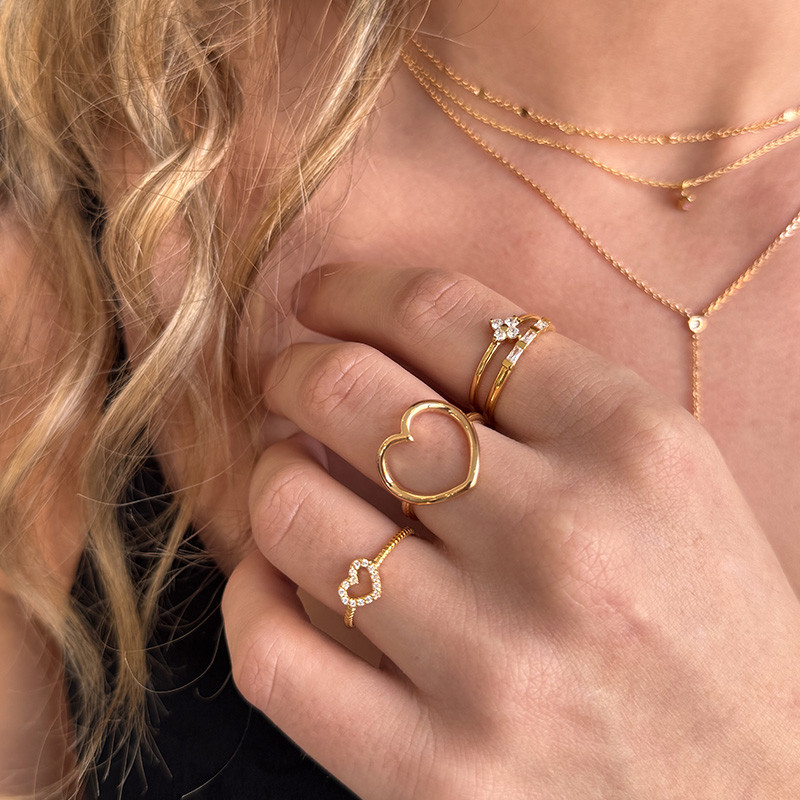 Bague dorée Coeur