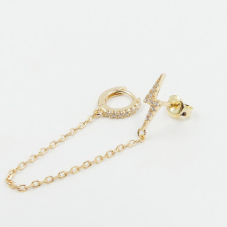 Boucle à l'unité dorée double strass et éclair