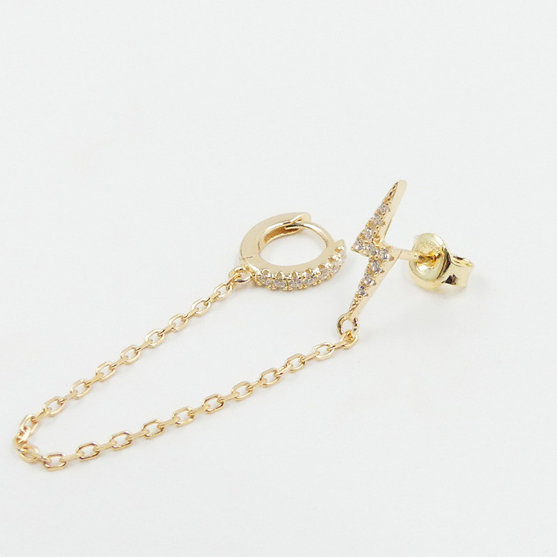 Boucle à l'unité dorée double strass et éclair