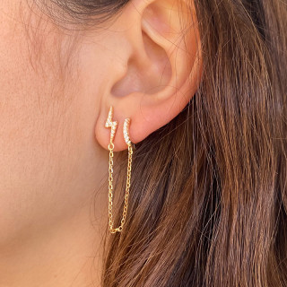 Boucle à l'unité dorée double strass et éclair