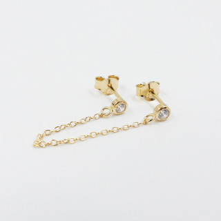 Boucle à l'unité dorée double strass et chaine