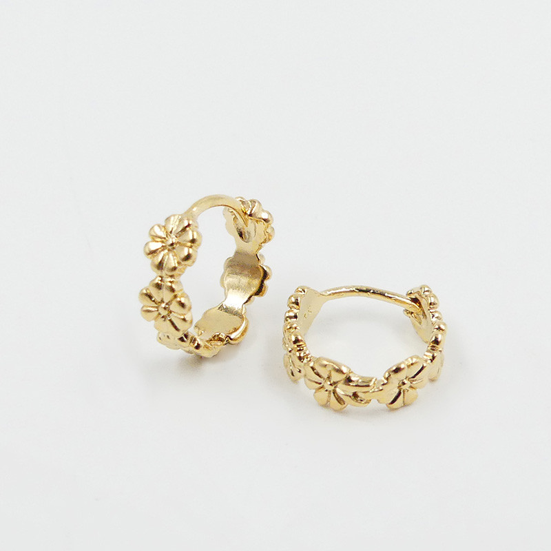 Mini créoles Plaqué or fleurs