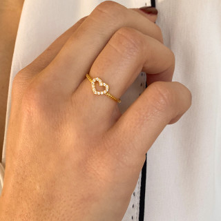Bague dorée Coeur strass