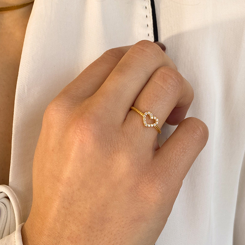 Bague dorée Coeur strass