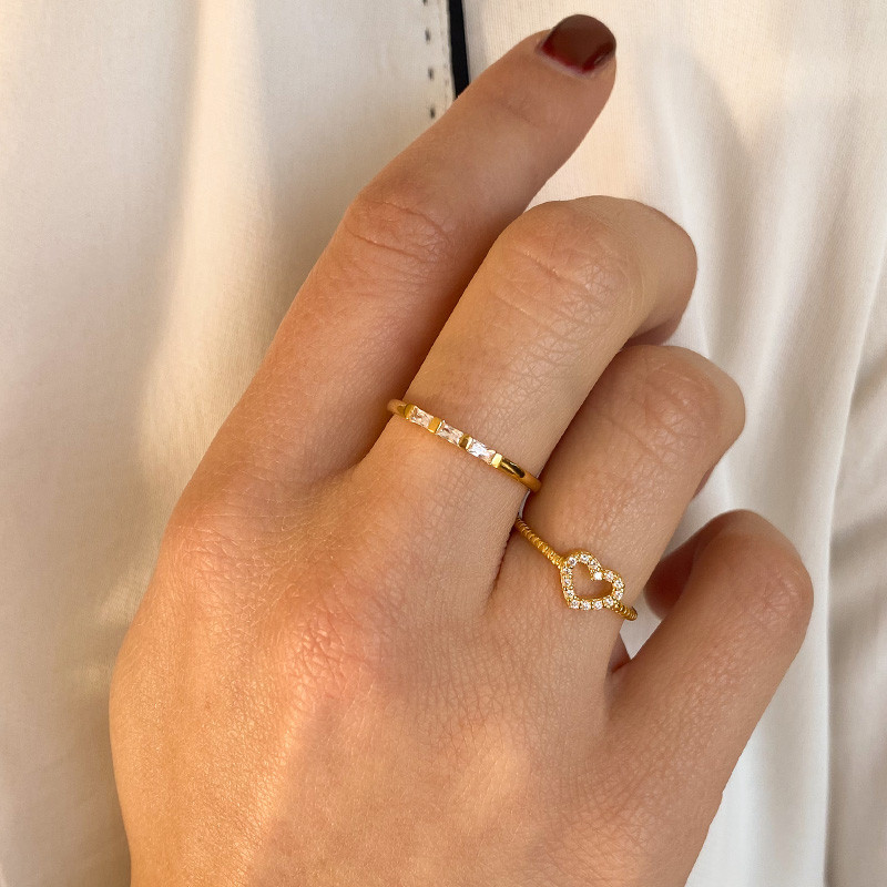 Bague dorée Coeur strass