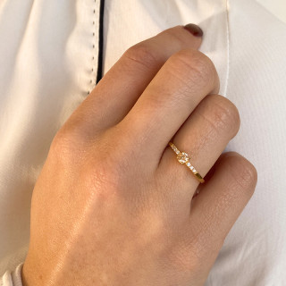 Bague Dorée Solitaire et strass