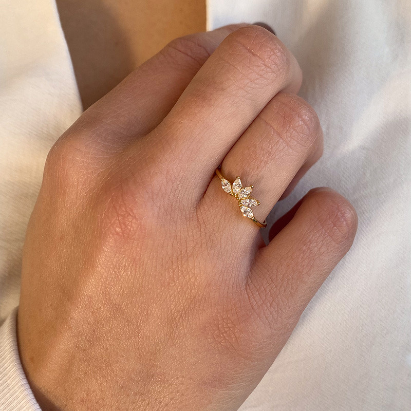 Bague Plaqué or Fleur de lotus strass