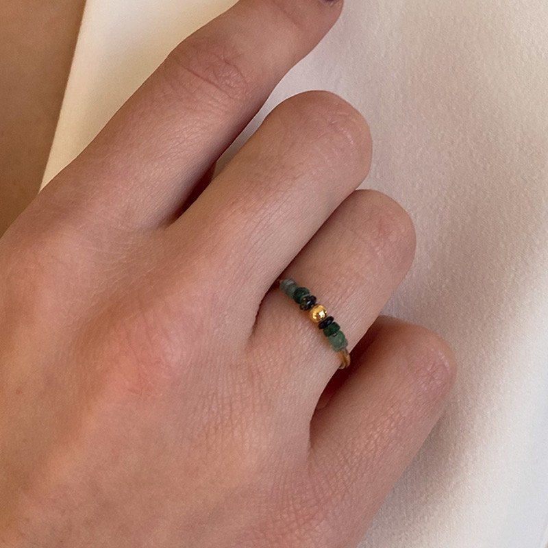 Bague or 18 carats émeraudes