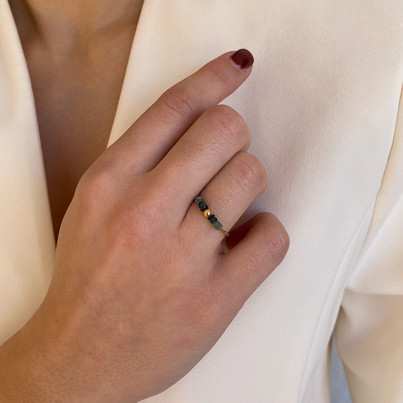Bague or 18 carats émeraudes