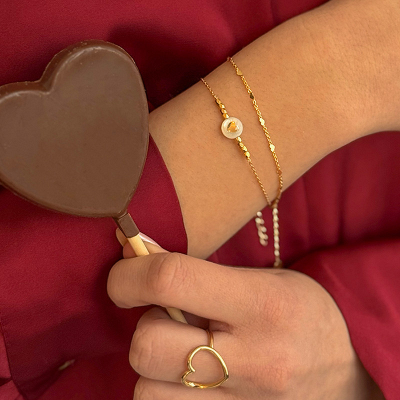 Bracelet Plaqué or barrette coeur