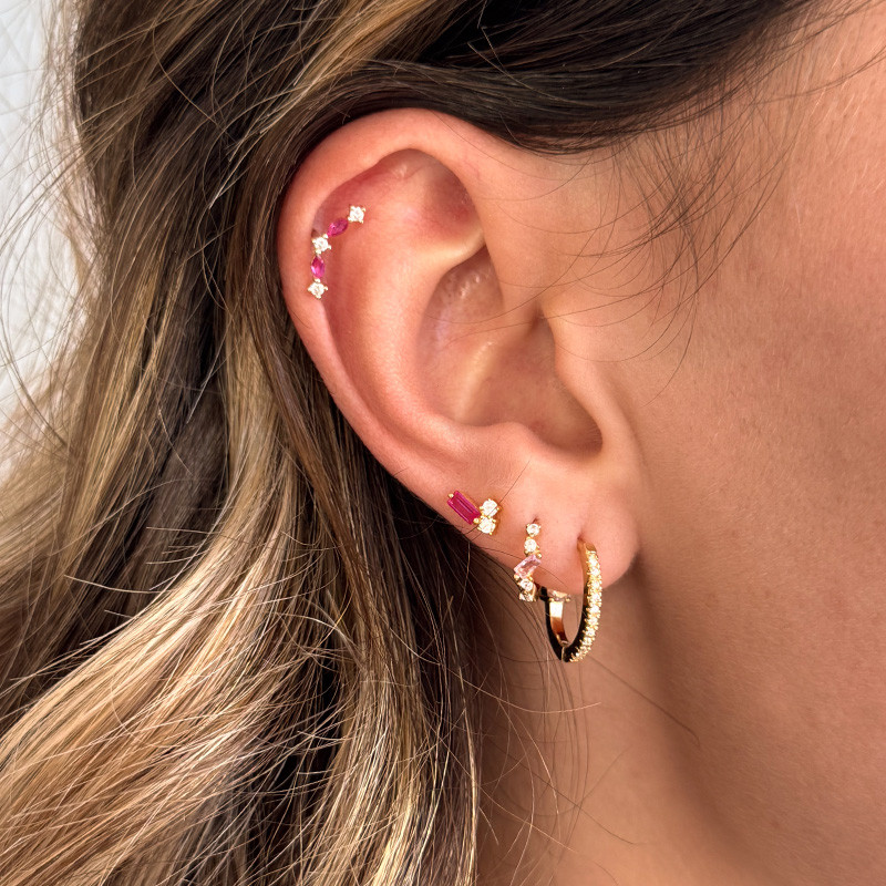 Piercing doré constellation colorée et strass