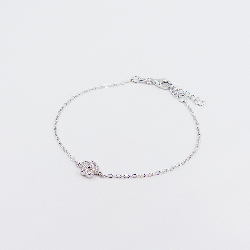 Bracelet Argent fleur strass