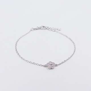 Bracelet Argent fleur strass
