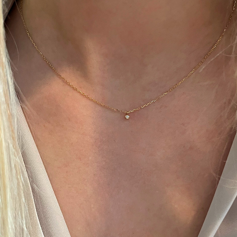 Collier or 18 carats solitaire Diamant blanc