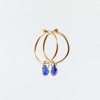 Créoles or 18 carats goutte Saphir